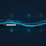 Composite image showing a domain registrar interface beside a horizontal timeline with year markers, plus subtle SEO icons for backlinks, ranking growth, and search.